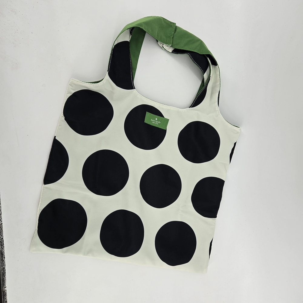 Kate Spade | Reversible Green & Black Polka Dot Tote Bag